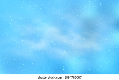 Light BLUE vector cover with astronomical stars. Blurred decorative design in simple style with galaxy stars. Pattern for futuristic ad, booklets.