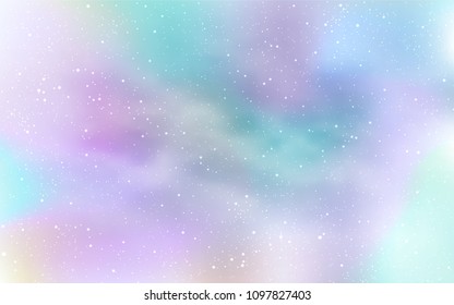 Light BLUE vector cover with astronomical stars. Glitter abstract illustration with colorful cosmic stars. Smart design for your business advert.