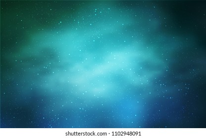Light BLUE vector cover with astronomical stars. Space stars on blurred abstract background with gradient. Smart design for your business advert.