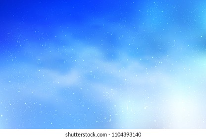 Light BLUE vector cover with astronomical stars. Shining illustration with sky stars on abstract template. Pattern for futuristic ad, booklets.