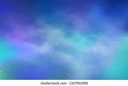 Light BLUE vector cover with astronomical stars. Shining illustration with sky stars on abstract template. Pattern for futuristic ad, booklets.
