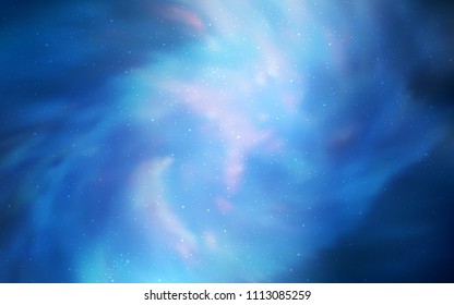 Light BLUE vector cover with astronomical stars. Glitter abstract illustration with colorful cosmic stars. Template for cosmic backgrounds.
