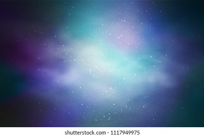 Light BLUE vector cover with astronomical stars. Shining colored illustration with bright astronomical stars. Template for cosmic backgrounds.
