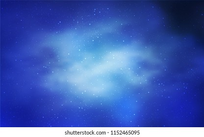 Light BLUE vector cover with astronomical stars. Space stars on blurred abstract background with gradient. Pattern for futuristic ad, booklets.