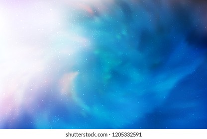 Light BLUE vector cover with astronomical stars. Space stars on blurred abstract background with gradient. Smart design for your business advert.