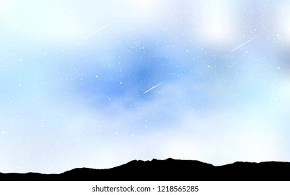Light BLUE vector cover with astronomical stars. Glitter abstract illustration with colorful cosmic stars. Template for cosmic backgrounds.
