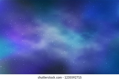 Light BLUE vector cover with astronomical stars. Glitter abstract illustration with colorful cosmic stars. Template for cosmic backgrounds.
