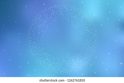 Light BLUE vector cover with astronomical stars. Shining illustration with sky stars on abstract template. Template for cosmic backgrounds.