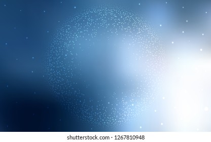 Light BLUE vector cover with astronomical stars. Space stars on blurred abstract background with gradient. Pattern for futuristic ad, booklets.