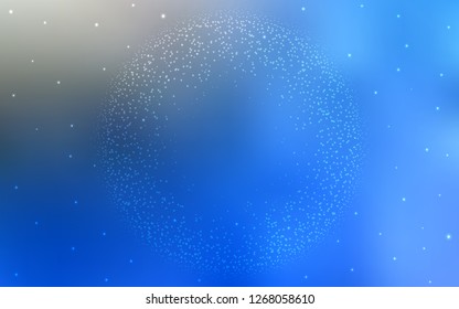 Light BLUE vector cover with astronomical stars. Shining colored illustration with bright astronomical stars. Pattern for futuristic ad, booklets.