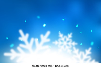 Light BLUE vector cover with beautiful snowflakes. Decorative shining illustration with snow on abstract template. The pattern can be used for year new  websites.