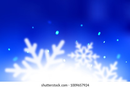 Light BLUE vector cover with beautiful snowflakes. Decorative shining illustration with snow on abstract template. The pattern can be used for new year ad, booklets.