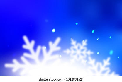 Light BLUE vector cover with beautiful snowflakes. Glitter abstract illustration with crystals of ice. The template can be used as a new year background.
