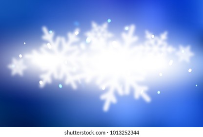 Light BLUE vector cover with beautiful snowflakes. Shining colored illustration with snow in christmas style. New year design for your ad, poster, banner.