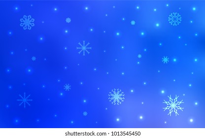 Light BLUE vector cover with beautiful snowflakes. Modern geometrical abstract illustration with crystals of ice. The pattern can be used for year new  websites.