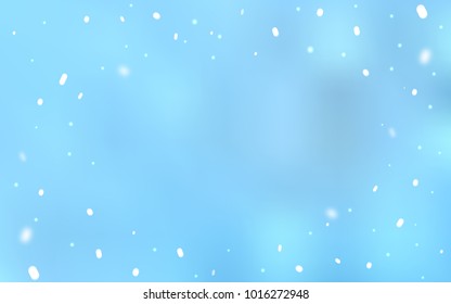 Light BLUE vector cover with beautiful snowflakes. Snow on blurred abstract background with gradient. The pattern can be used for new year leaflets.