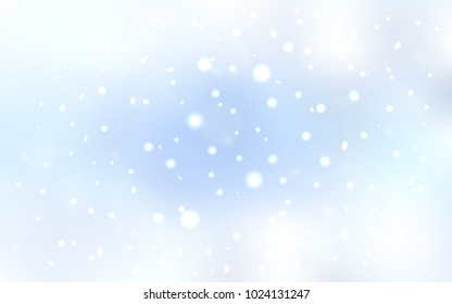 Light BLUE vector cover with beautiful snowflakes. Blurred decorative design in xmas style with snow. New year design for your ad, poster, banner.