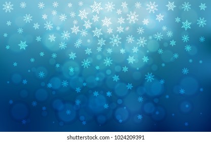 Light BLUE vector cover with beautiful snowflakes. Modern geometrical abstract illustration with crystals of ice. The pattern can be used for year new  websites.