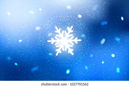 Light BLUE vector cover with beautiful snowflakes. Modern geometrical abstract illustration with crystals of ice. New year design for your business advert.