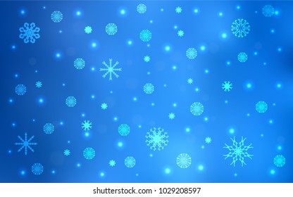 Light BLUE vector cover with beautiful snowflakes. Glitter abstract illustration with crystals of ice. The pattern can be used for new year ad, booklets.
