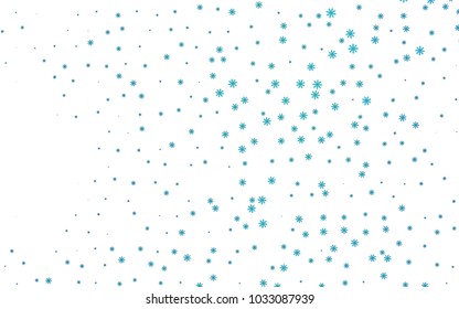 Light BLUE vector cover with beautiful snowflakes. Shining colored illustration with snow in christmas style. The pattern can be used for new year leaflets.