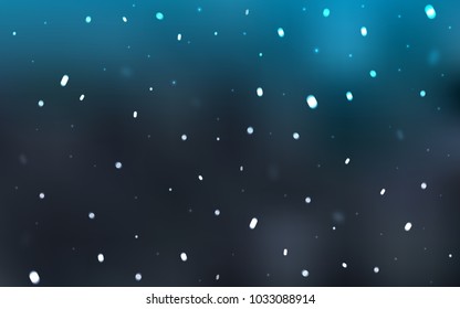 Light BLUE vector cover with beautiful snowflakes. Snow on blurred abstract background with gradient. The template can be used as a new year background.