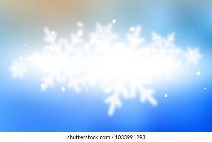 Light BLUE vector cover with beautiful snowflakes. Shining colored illustration with snow in christmas style. The template can be used as a new year background.