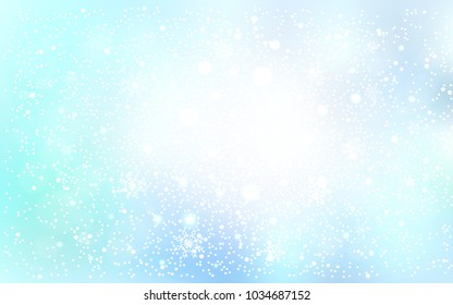 Light BLUE vector cover with beautiful snowflakes. Blurred decorative design in xmas style with snow. New year design for your business advert.