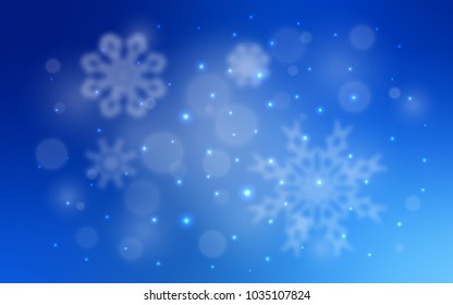Light BLUE vector cover with beautiful snowflakes. Modern geometrical abstract illustration with crystals of ice. The pattern can be used for new year leaflets.