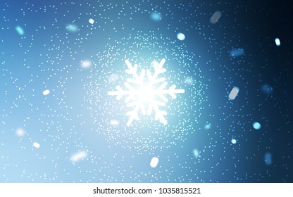Light BLUE vector cover with beautiful snowflakes. Blurred decorative design in xmas style with snow. New year design for your ad, poster, banner.