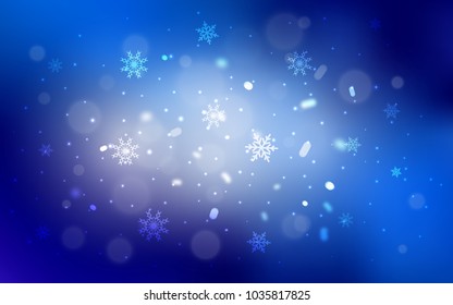 Light BLUE vector cover with beautiful snowflakes. Modern geometrical abstract illustration with crystals of ice. New year design for your business advert.