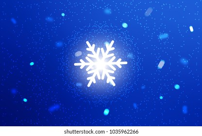 Light BLUE vector cover with beautiful snowflakes. Snow on blurred abstract background with gradient. The pattern can be used for new year leaflets.