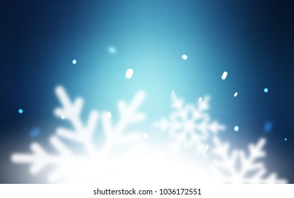 Light BLUE vector cover with beautiful snowflakes. Decorative shining illustration with snow on abstract template. The pattern can be used for year new  websites.