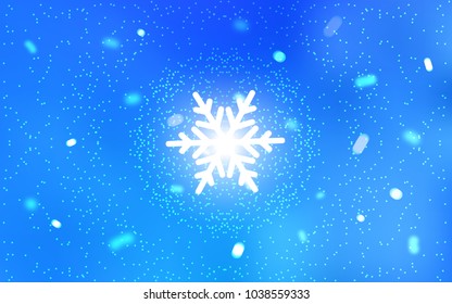 Light BLUE vector cover with beautiful snowflakes. Glitter abstract illustration with crystals of ice. The pattern can be used for year new  websites.