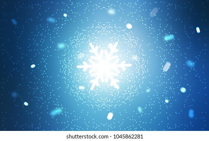 Light BLUE vector cover with beautiful snowflakes. Glitter abstract illustration with crystals of ice. The template can be used as a new year background.
