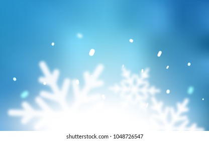 Light BLUE vector cover with beautiful snowflakes. Snow on blurred abstract background with gradient. New year design for your business advert.