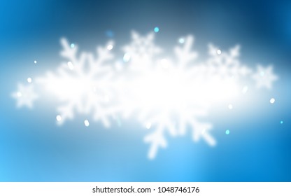 Light BLUE vector cover with beautiful snowflakes. Glitter abstract illustration with crystals of ice. The pattern can be used for new year leaflets.