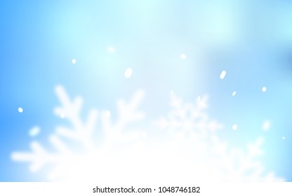 Light BLUE vector cover with beautiful snowflakes. Shining colored illustration with snow in christmas style. The pattern can be used for new year ad, booklets.