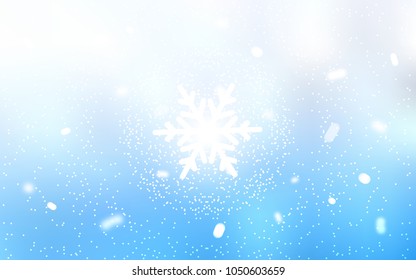 Light BLUE vector cover with beautiful snowflakes. Modern geometrical abstract illustration with crystals of ice. The template can be used as a new year background.