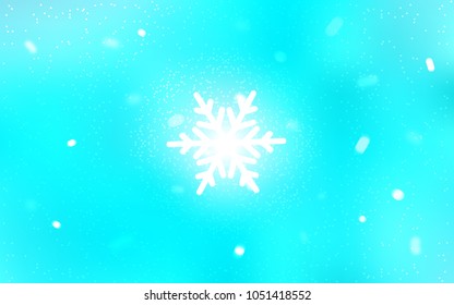 Light BLUE vector cover with beautiful snowflakes. Modern geometrical abstract illustration with crystals of ice. The template can be used as a new year background.