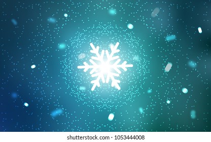 Light BLUE vector cover with beautiful snowflakes. Shining colored illustration with snow in christmas style. New year design for your business advert.