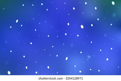 Light BLUE vector cover with beautiful snowflakes. Snow on blurred abstract background with gradient. The pattern can be used for new year ad, booklets.