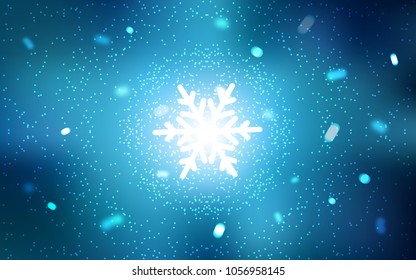 Light BLUE vector cover with beautiful snowflakes. Modern geometrical abstract illustration with crystals of ice. The template can be used as a new year background.