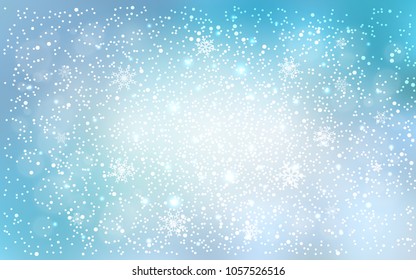 Light BLUE vector cover with beautiful snowflakes. Glitter abstract illustration with crystals of ice. New year design for your business advert.