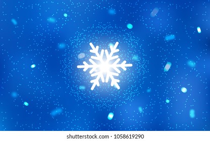 Light BLUE vector cover with beautiful snowflakes. Blurred decorative design in xmas style with snow. New year design for your business advert.