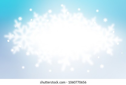 Light BLUE vector cover with beautiful snowflakes. Blurred decorative design in xmas style with snow. The template can be used as a new year background.