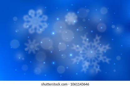 Light BLUE vector cover with beautiful snowflakes. Decorative shining illustration with snow on abstract template. The template can be used as a new year background.
