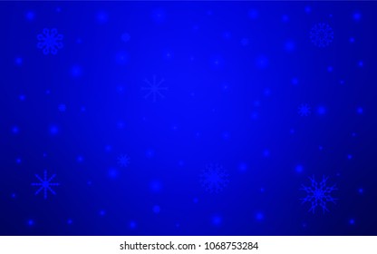 Light BLUE vector cover with beautiful snowflakes. Decorative shining illustration with snow on abstract template. New year design for your ad, poster, banner.