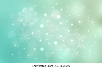 Light BLUE vector cover with beautiful snowflakes. Snow on blurred abstract background with gradient. New year design for your ad, poster, banner.