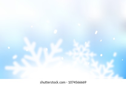 Light BLUE vector cover with beautiful snowflakes. Decorative shining illustration with snow on abstract template. New year design for your business advert.